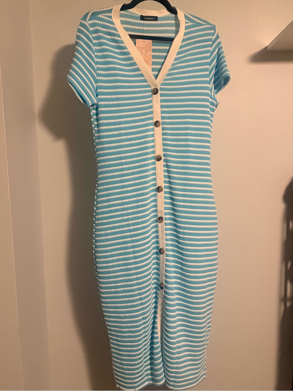 BTFBM Casual Short Sleeve Stripped Knit Midi dress